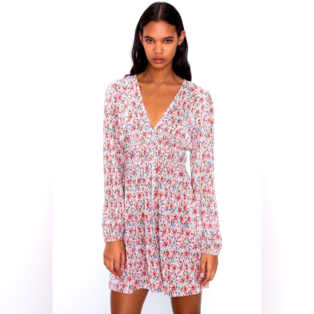 NWT Zara Floral pleats dress - size US S